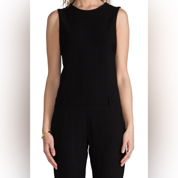 IRO Black Gennia Jumpsuit w/ Leather Trim - Size 36 - Picture 5 of 9